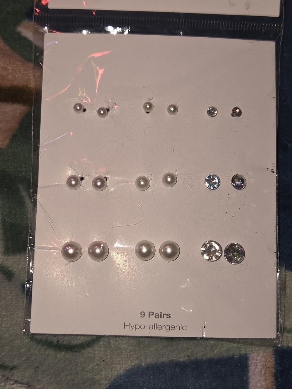 Time and Tru White Pearl and Clear Crystal Stud Earring Set